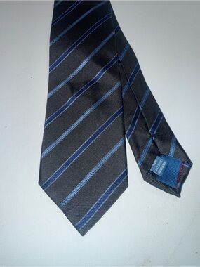 Men's Black Tie with Blue Diagonal Stripes